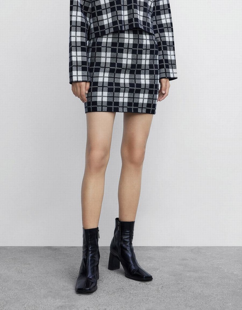 Jupes Urban Revivo Plaid Knit Femme Grise | QPQ1720JU