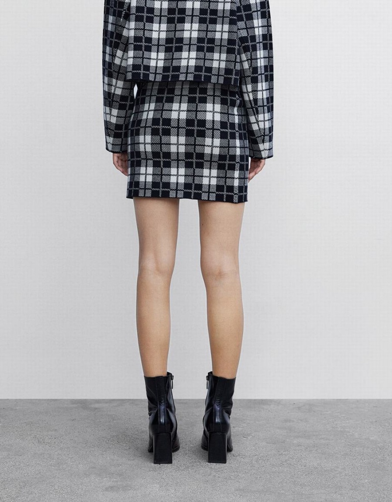 Jupes Urban Revivo Plaid Knit Femme Grise | QPQ1720JU