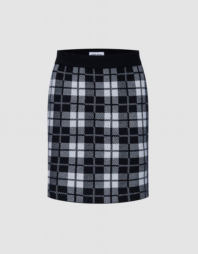 Jupes Urban Revivo Plaid Knit Femme Grise | QPQ1720JU