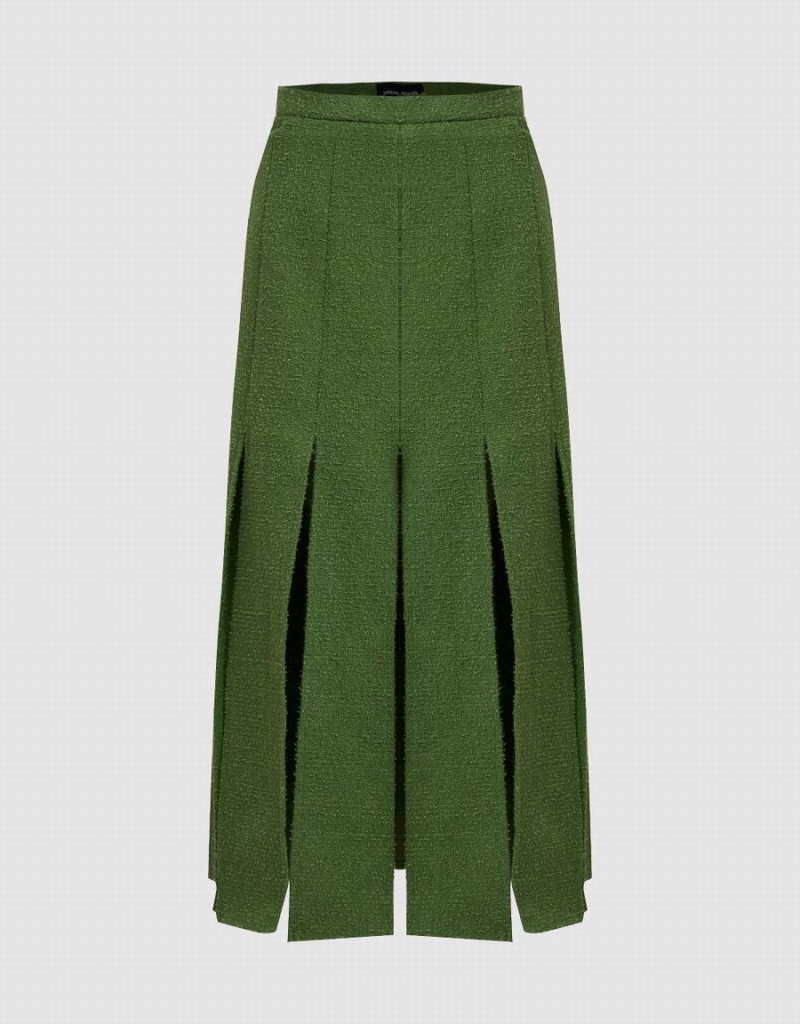 Jupes Urban Revivo Plissé Midi A-Line Femme Vert | HBC7387WN