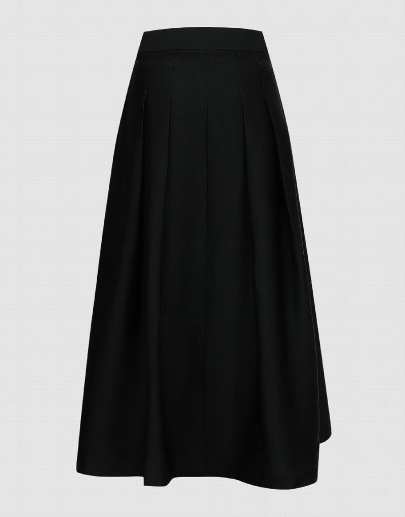 Jupes Urban Revivo Plissé Midi A-Line Femme Noir | TKD14100IL