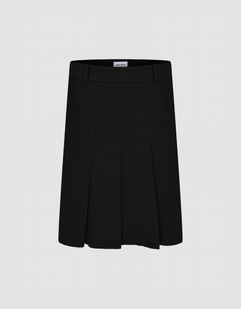 Jupes Urban Revivo Plissé Midi Droit Femme Noir | DLZ9221ON