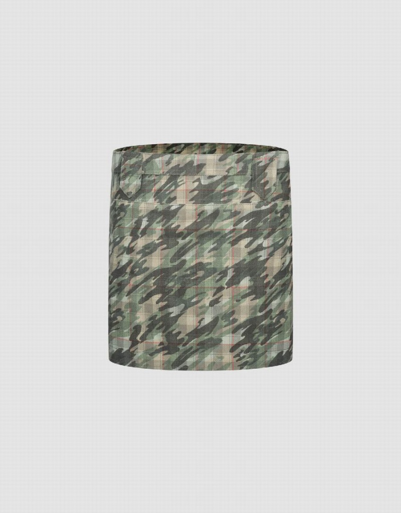 Jupes Urban Revivo Printed Mini Droit Femme Vert | ISQ3922VP