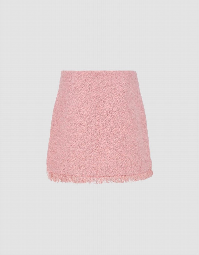 Jupes Urban Revivo Raw Hem Tweed Mini A-Line Femme Rose | JIY8366UB