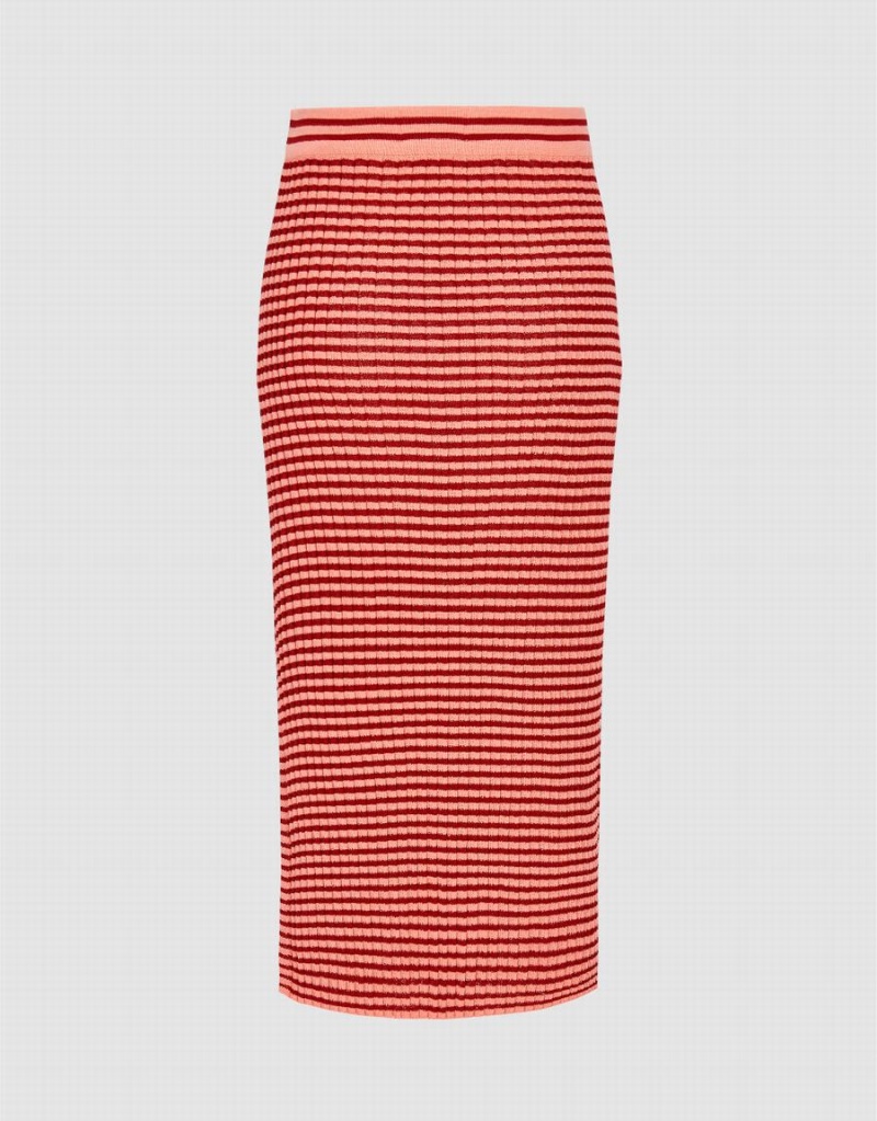 Jupes Urban Revivo Rayé Tricoté A-Line Femme Orange | YUG426YQ