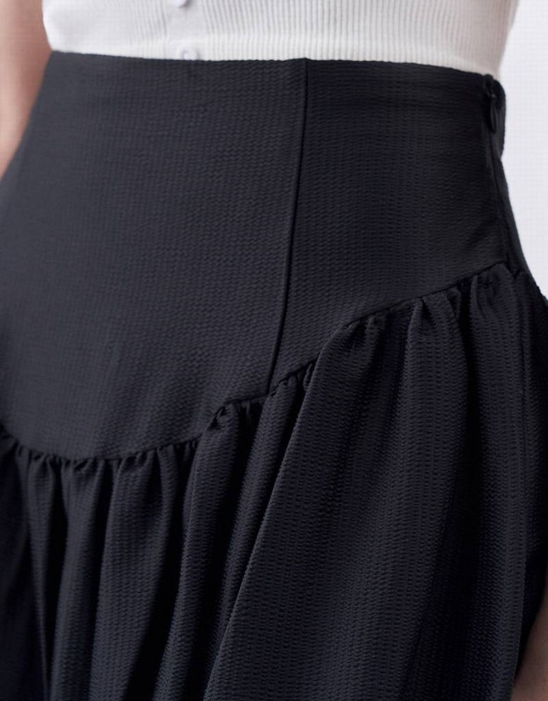 Jupes Urban Revivo Ruffle A-Line Femme Noir | CLW591IE