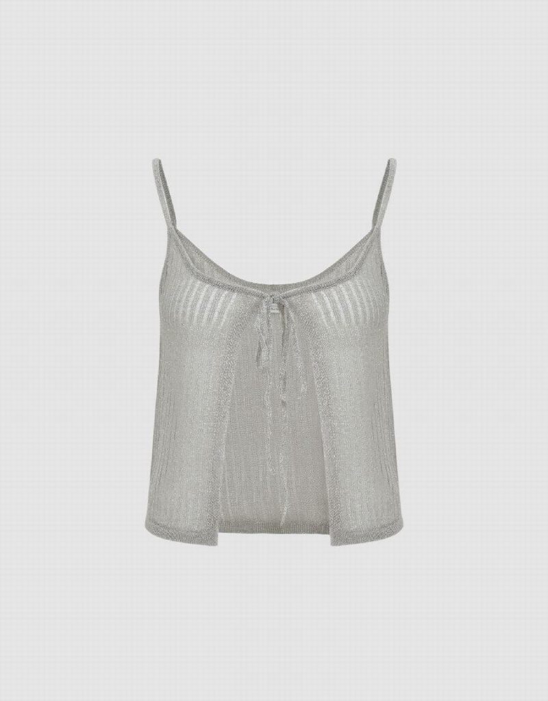Jupes Urban Revivo Sans Manches Tie Front V-Neck Top Femme Grise | JKT9751GX