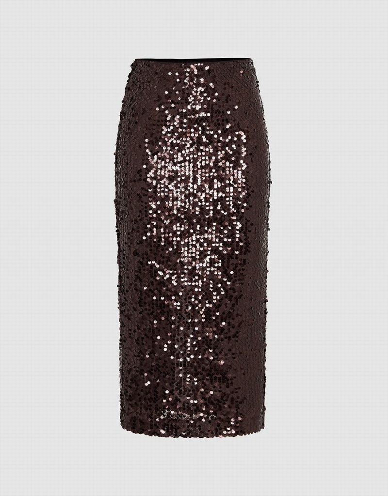 Jupes Urban Revivo Sequins Midi Droit Femme Violette | RIR7952BT