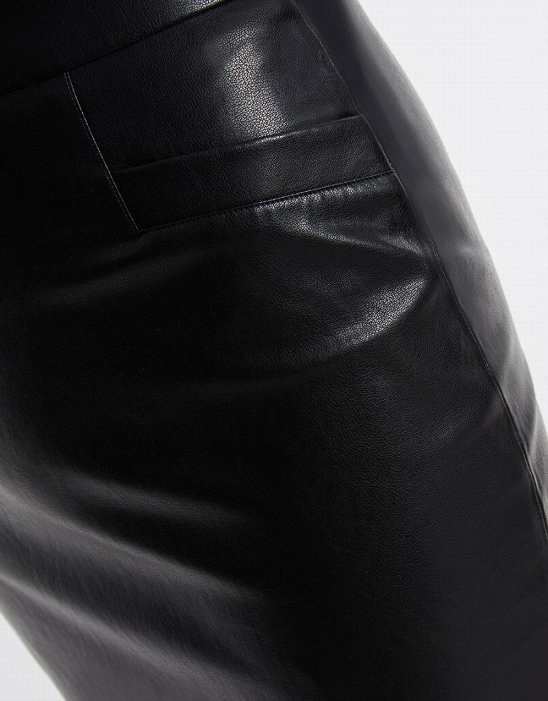 Jupes Urban Revivo Slit Hem Faux Cuir Femme Noir | MWC6732KC