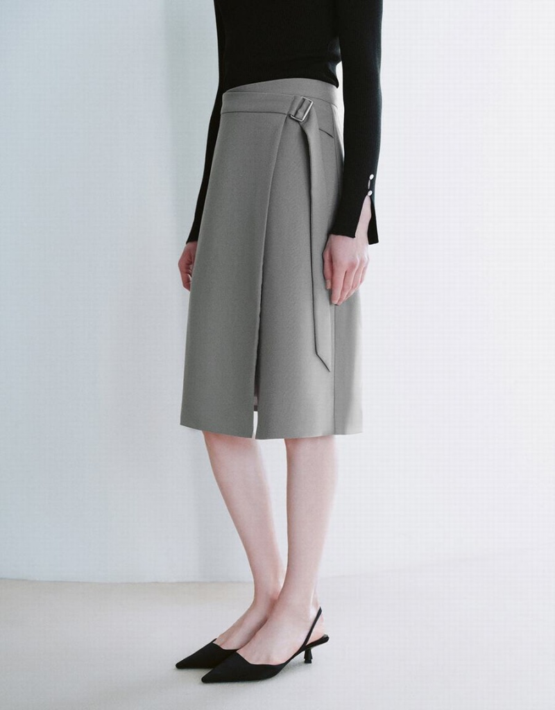 Jupes Urban Revivo Split Hem A-Line Femme Grise | QSN5265SO