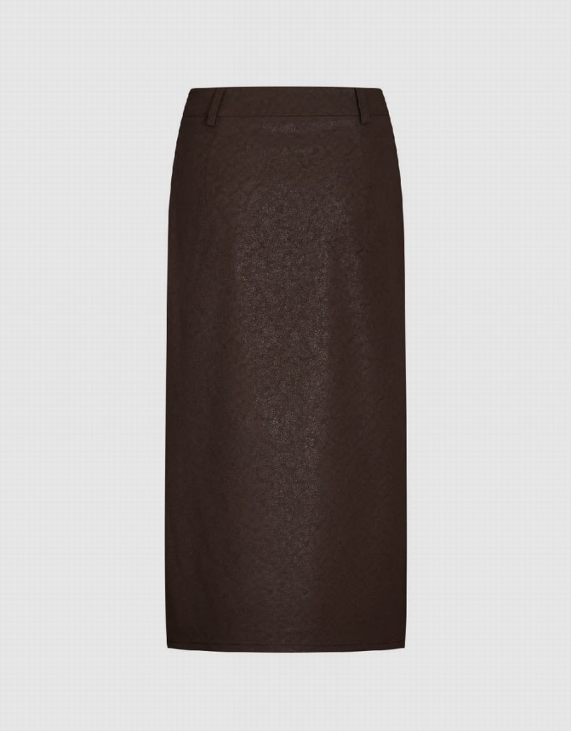 Jupes Urban Revivo Split Hem Droit Femme Marron | BDF9977AH