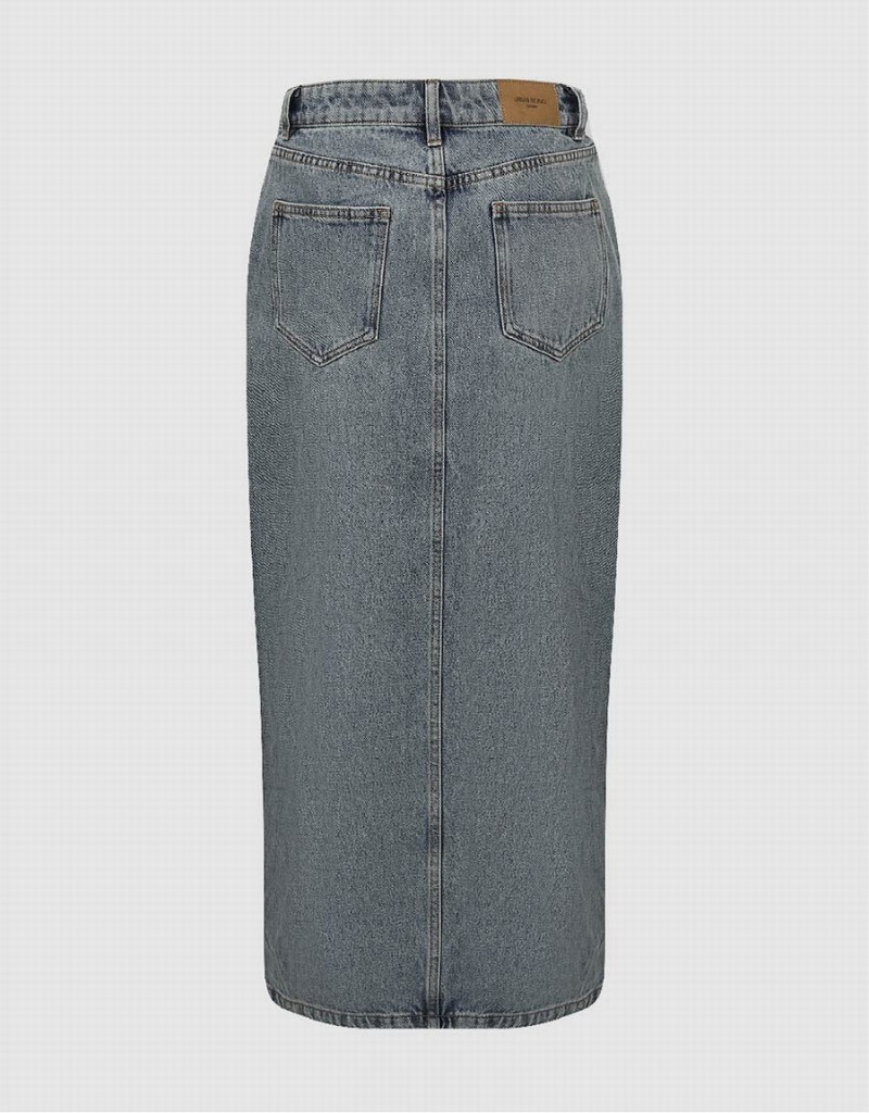 Jupes Urban Revivo Split Hem Midi Droit Denim Femme Bleu | WPL5046OV