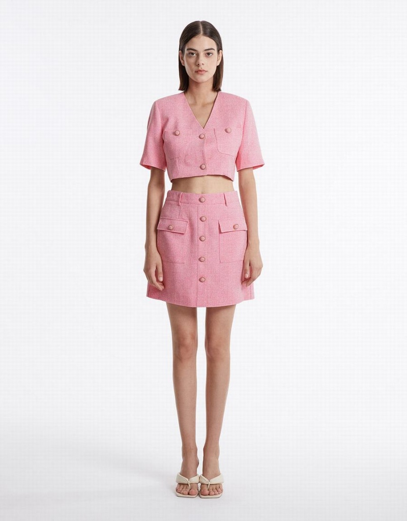 Jupes Urban Revivo Textured With Buttons Femme Rose | FBM1195YS