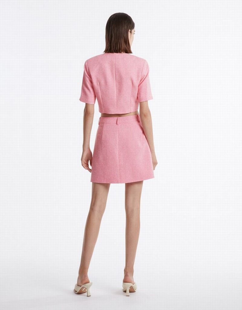 Jupes Urban Revivo Textured With Buttons Femme Rose | FBM1195YS