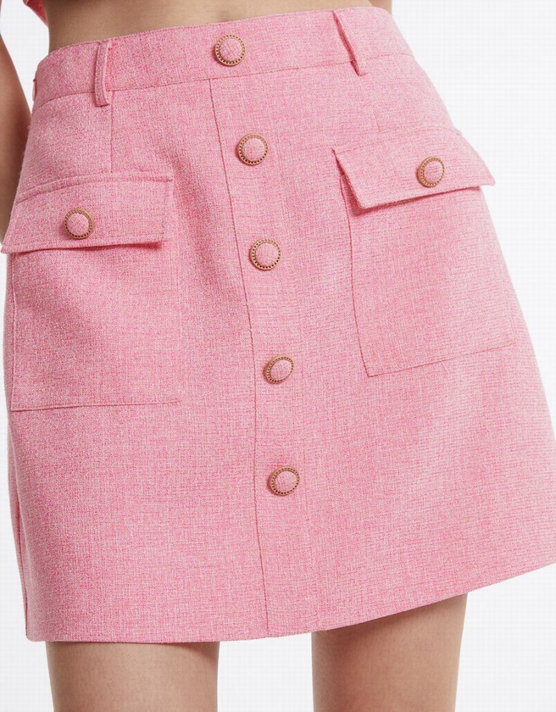 Jupes Urban Revivo Textured With Buttons Femme Rose | FBM1195YS