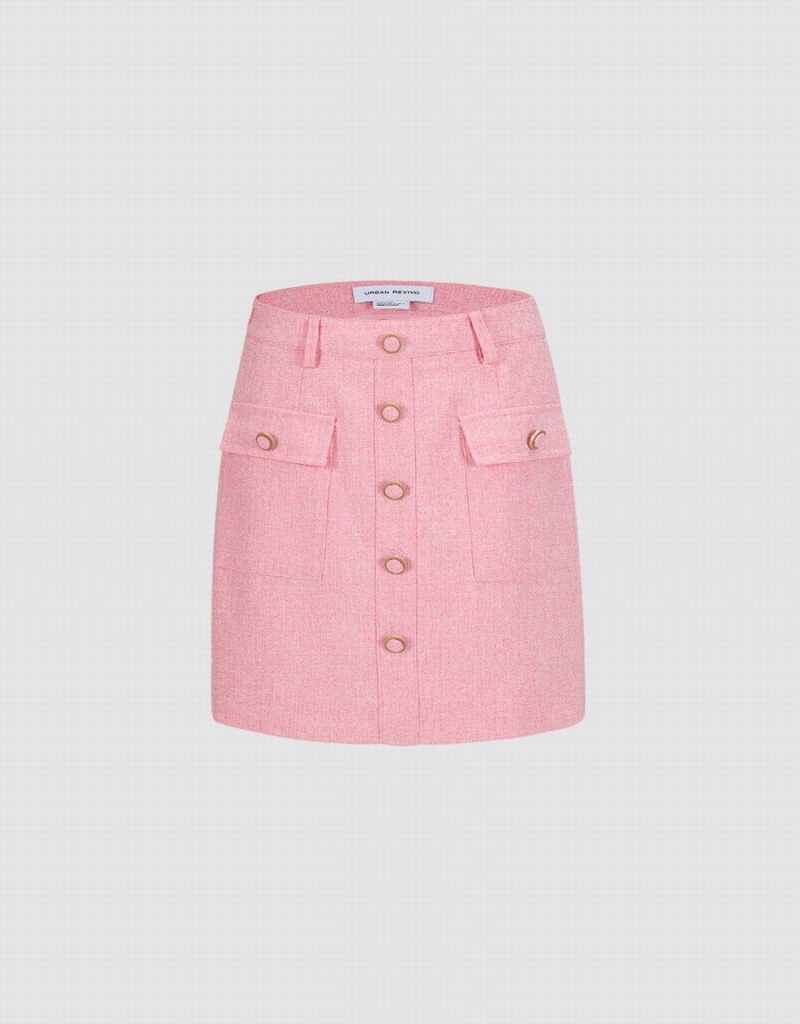 Jupes Urban Revivo Textured With Buttons Femme Rose | FBM1195YS