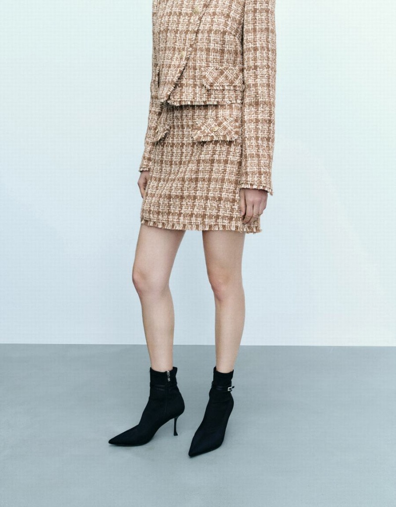 Jupes Urban Revivo Tweed Mini A-Line Femme Kaki | XGE702KG