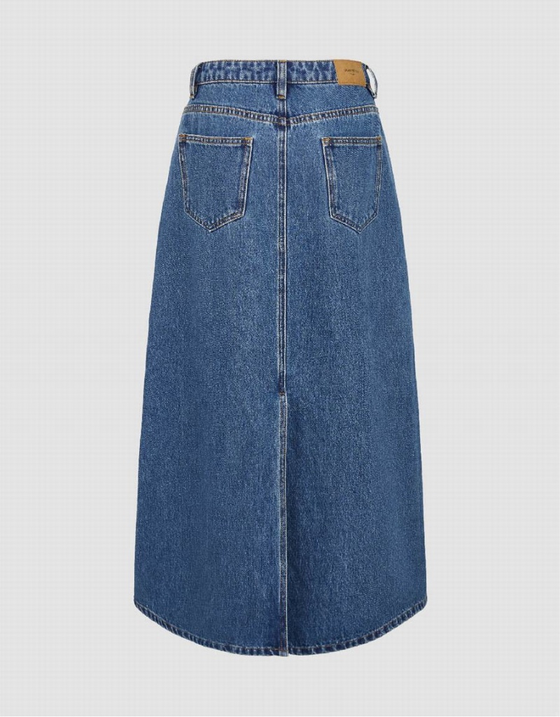 Jupes Urban Revivo Two Toned Midi A-Line Denim Femme Bleu | LLW388DV