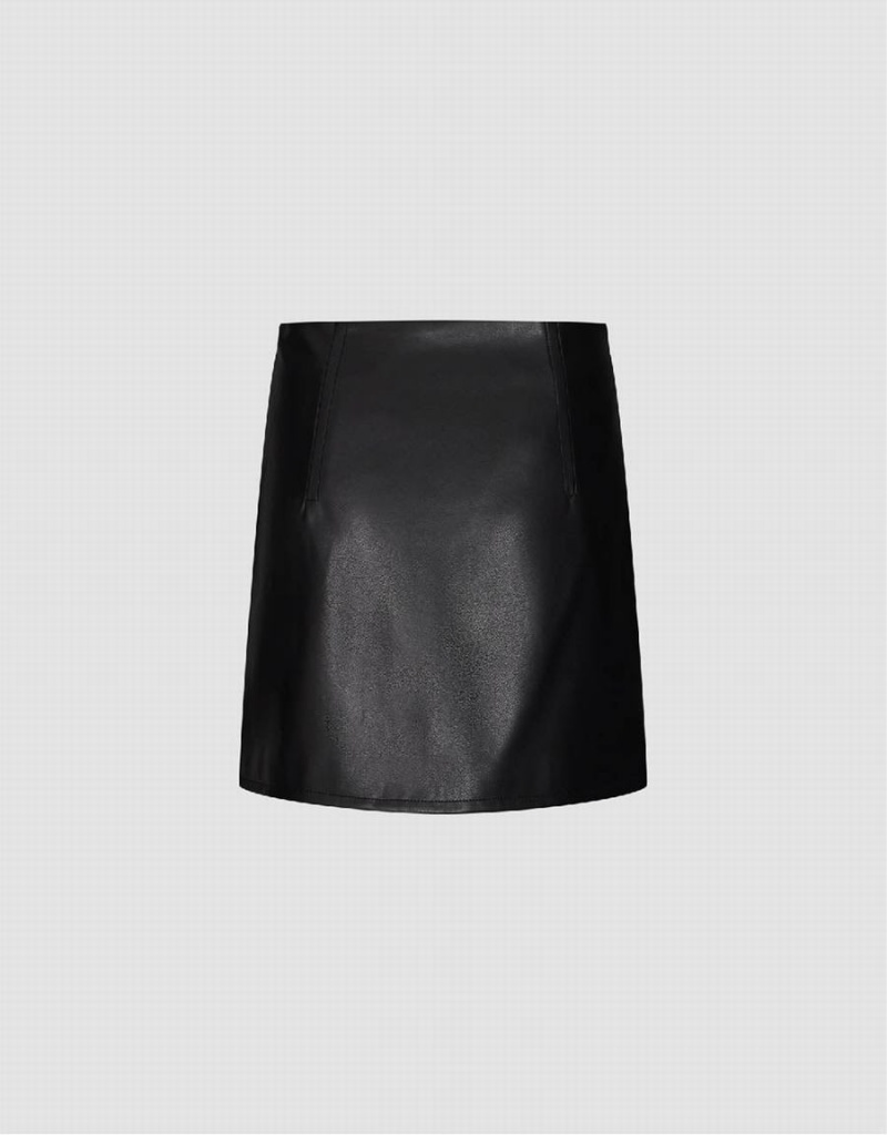 Jupes Urban Revivo Vegan Cuir Mini Droit Femme Noir | MBC1525QQ