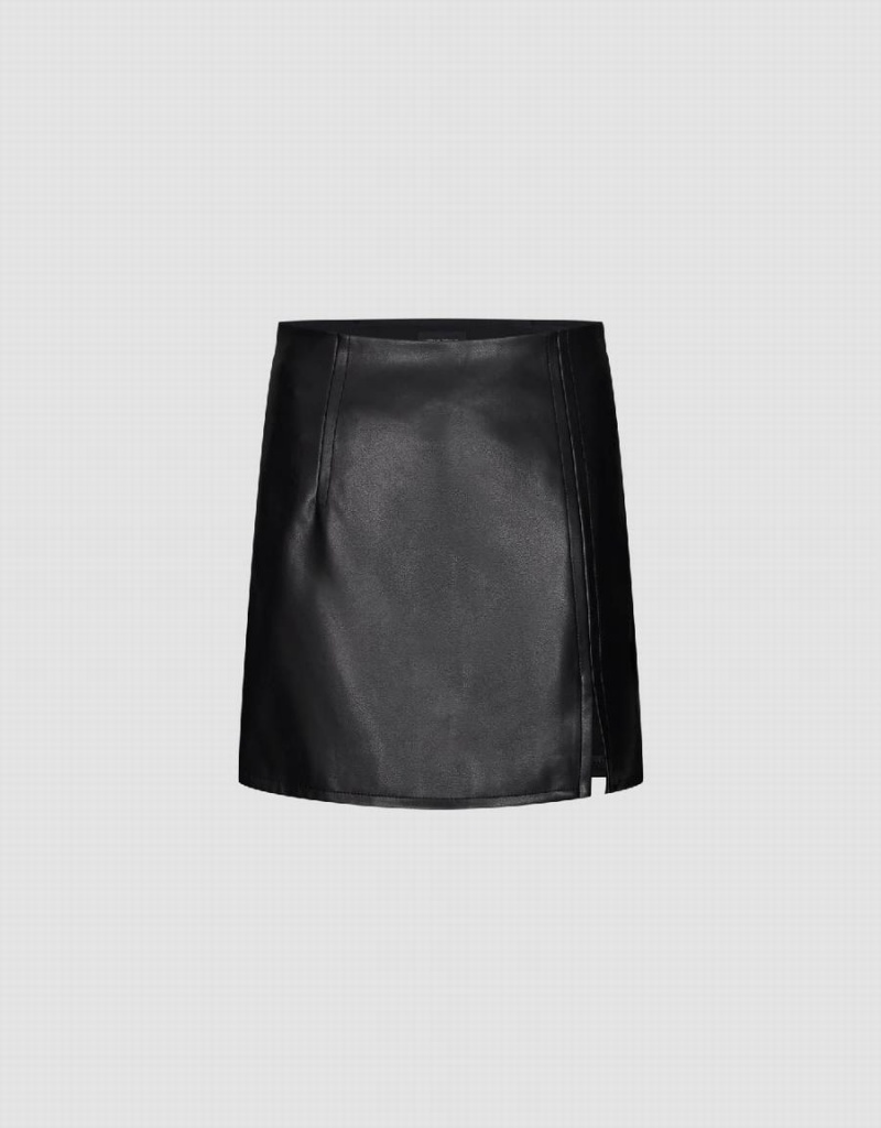 Jupes Urban Revivo Vegan Cuir Mini Droit Femme Noir | MBC1525QQ