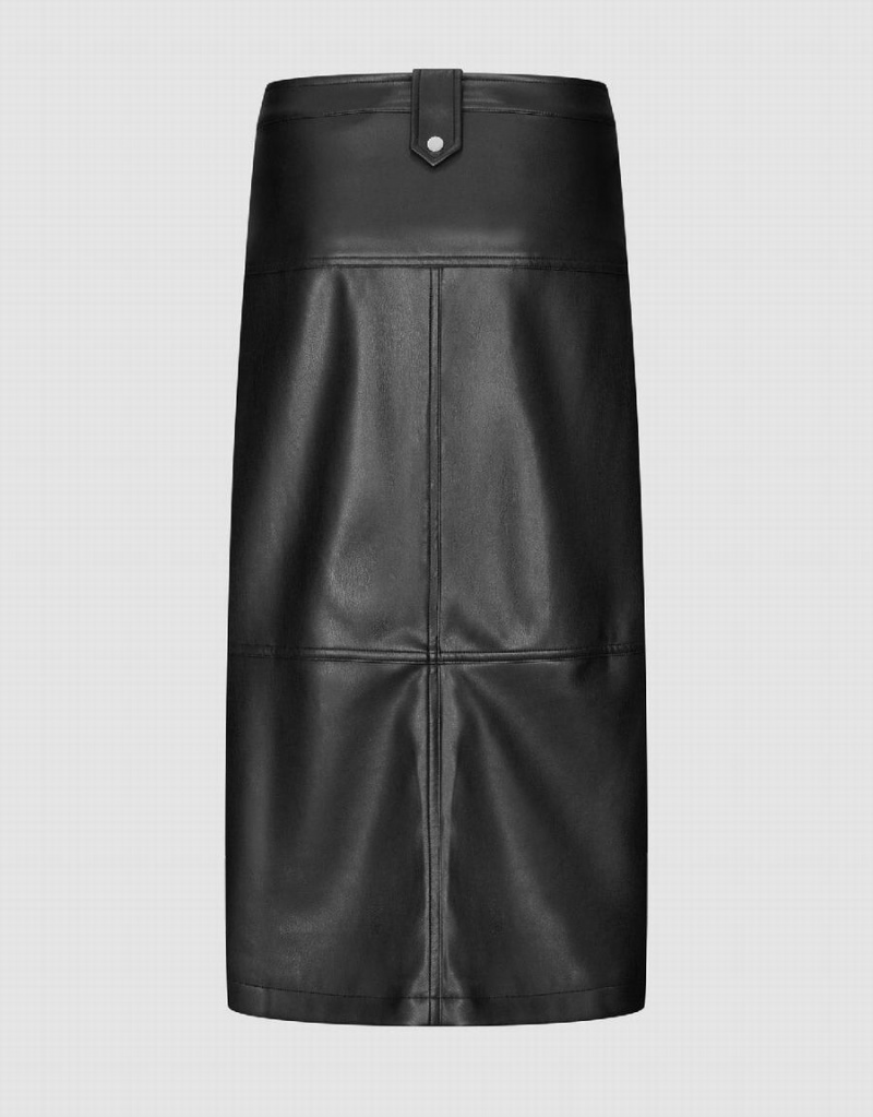 Jupes Urban Revivo Zip Up Midi Vegan Cuir Femme Noir | VTI5822EP