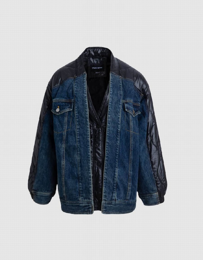 Manteaux Urban Revivo 2 In 1 Denim Rembourré Femme Noir | HKN2562XO