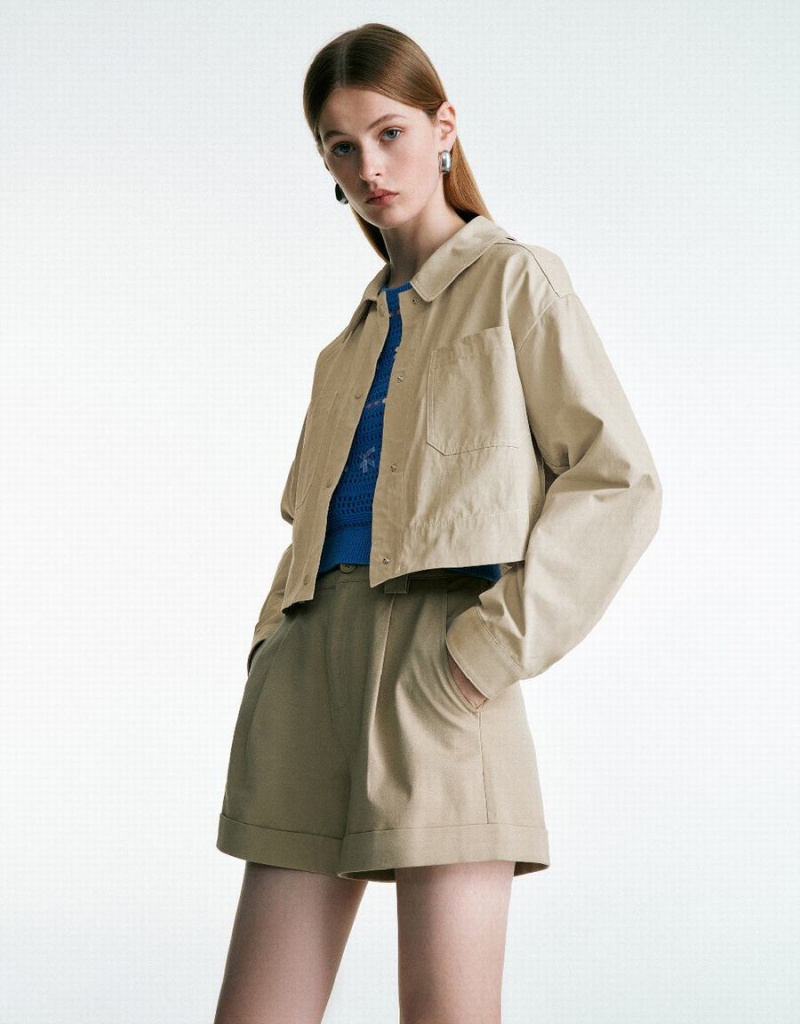 Manteaux Urban Revivo Button Up A-Line Femme Kaki | VZA2888ER