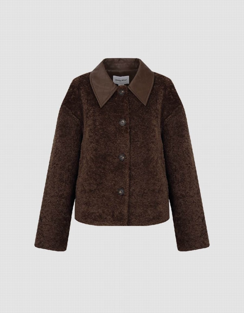 Manteaux Urban Revivo Button Up Furry Femme Marron | ZBN1234RE
