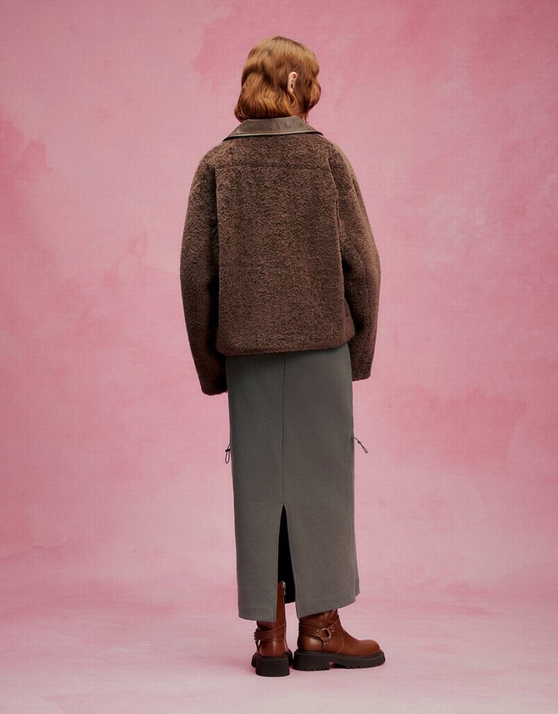 Manteaux Urban Revivo Button Up Furry Femme Marron | ZBN1234RE