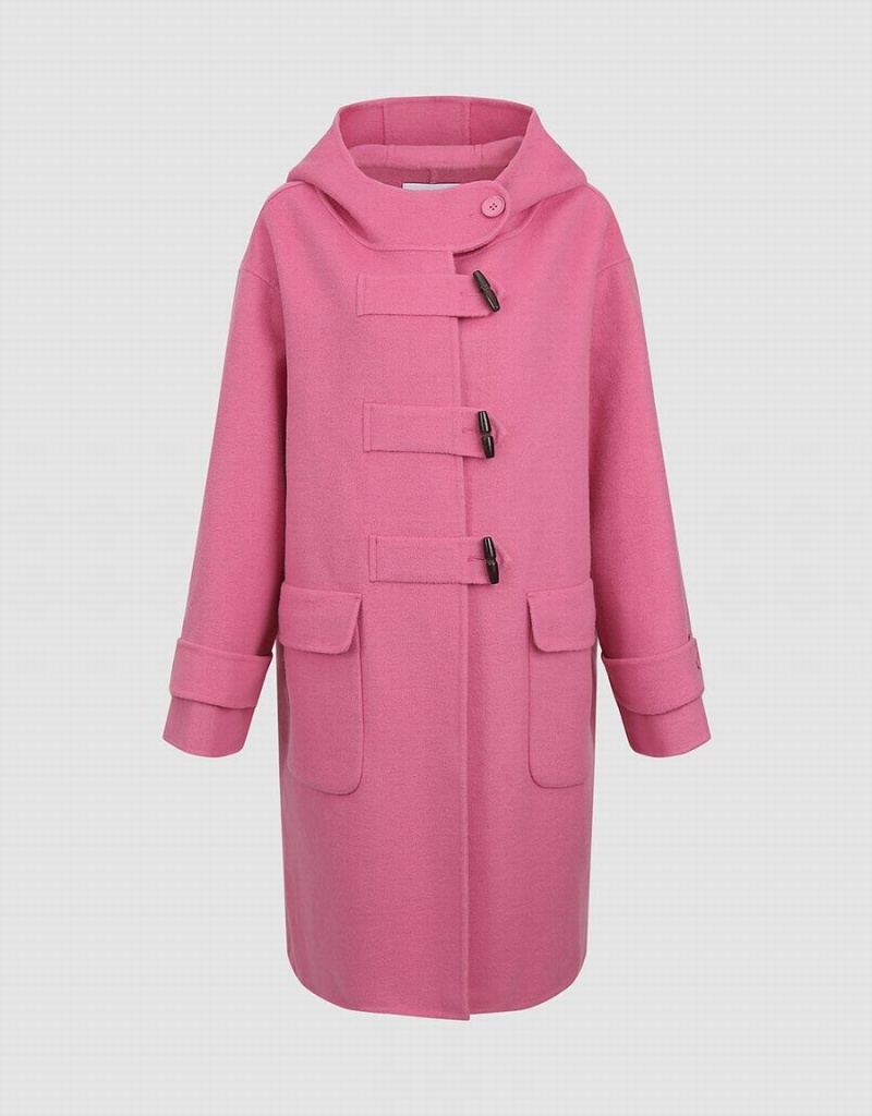Manteaux Urban Revivo Droit Longline Woolen Femme Rose Rouge | IXU7525JR