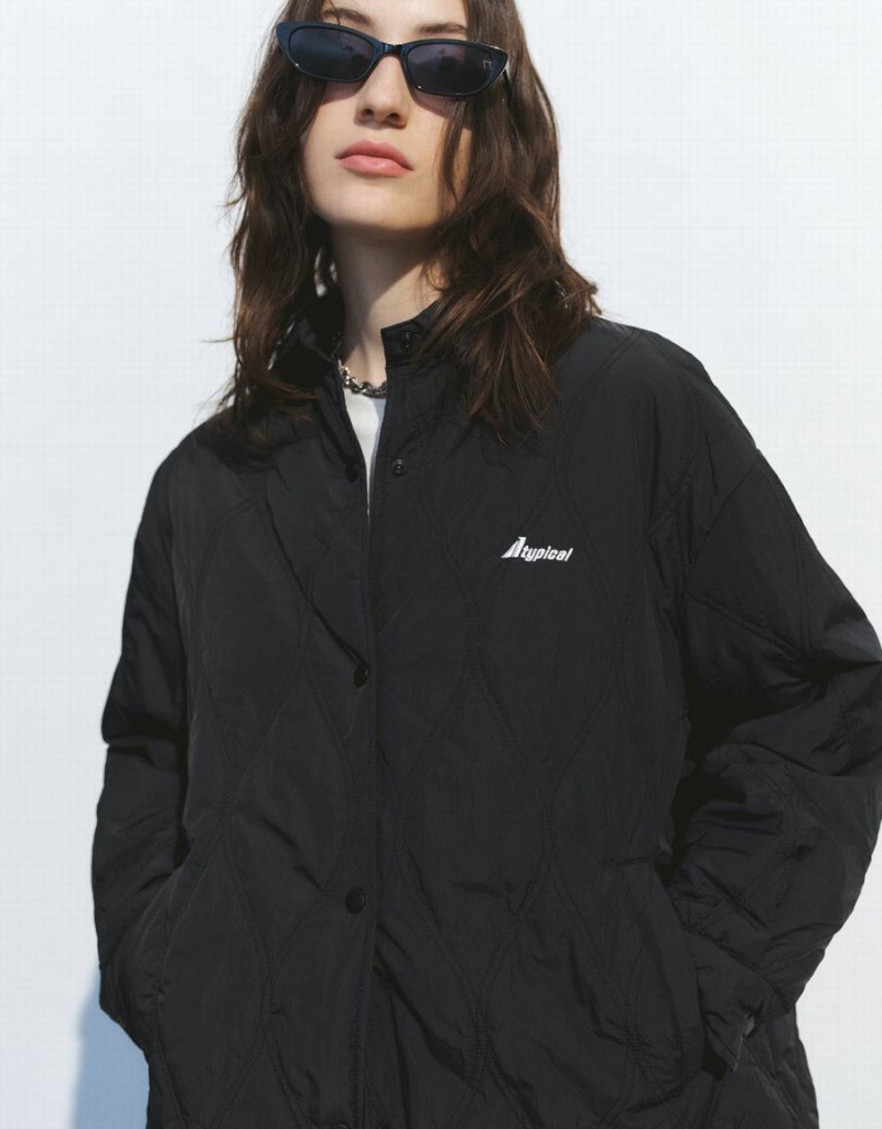 Manteaux Urban Revivo Droit Rembourré Femme Noir | CAK3773GS