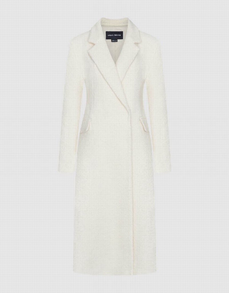 Manteaux Urban Revivo Longline Furry Skater Femme Blanche | ASG714IE
