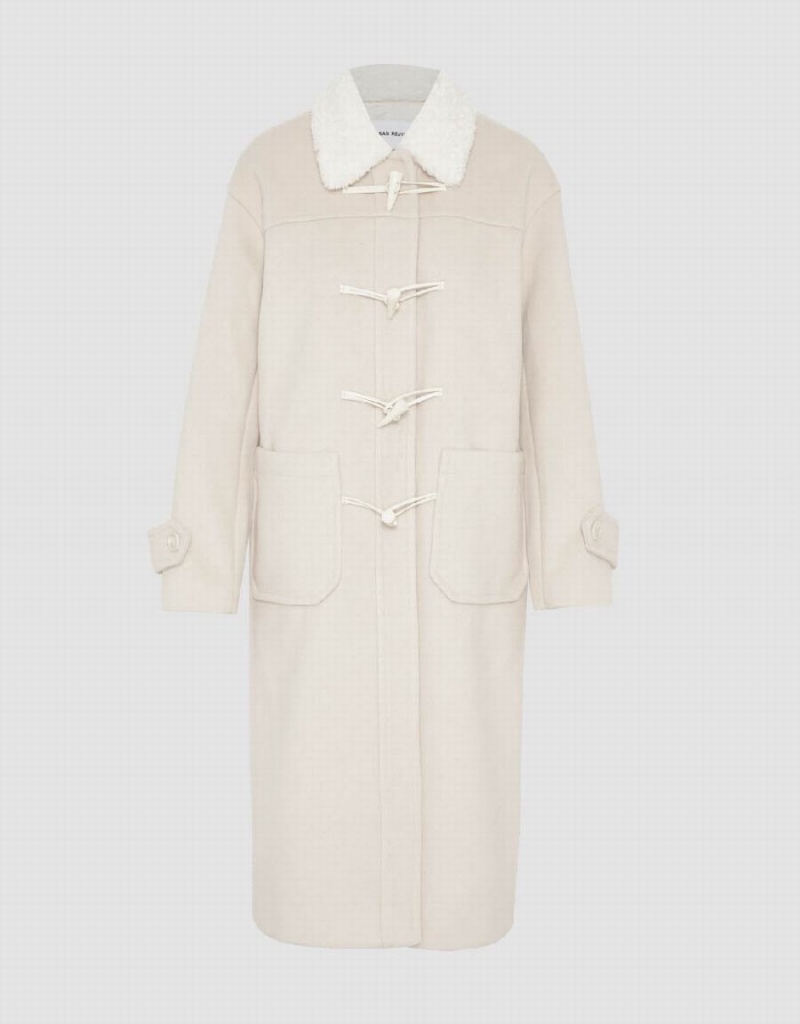 Manteaux Urban Revivo Loose Long With Furry Collar Femme Blanche | RIO3057EN