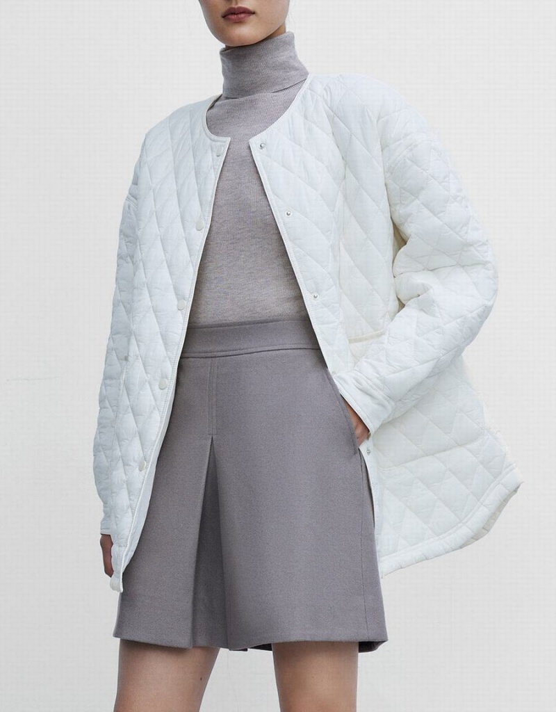 Manteaux Urban Revivo Matelassé Statement Collar D'hiver Femme Blanche | TQQ5277CR