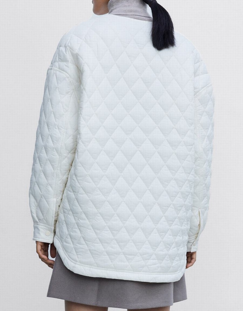 Manteaux Urban Revivo Matelassé Statement Collar D'hiver Femme Blanche | TQQ5277CR