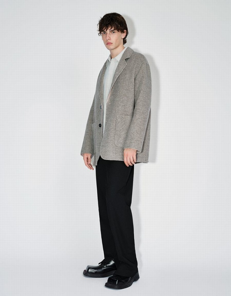 Manteaux Urban Revivo Notch Lapel Woolen Homme Vert | IUZ3823QO