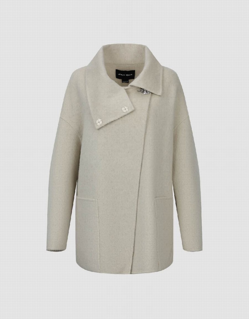 Manteaux Urban Revivo Stand Collar Droit Femme Beige | SEW486WJ