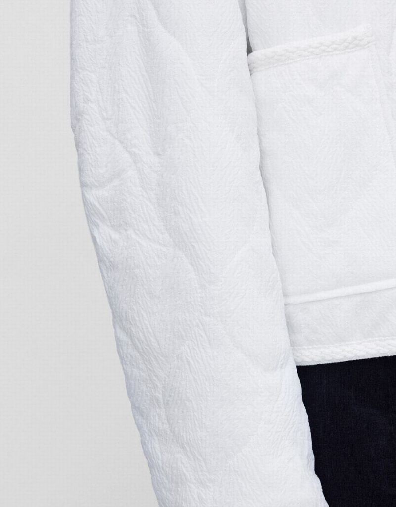 Manteaux Urban Revivo Textured Contrast Tim D'hiver Femme Blanche | DPV3199ZI