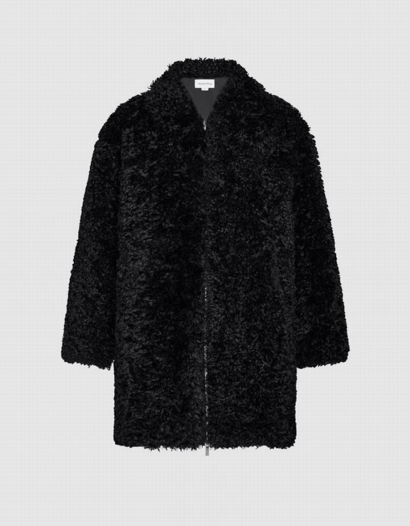 Manteaux Urban Revivo Zippé Front Droit Furry Femme Noir | RFV8227JH
