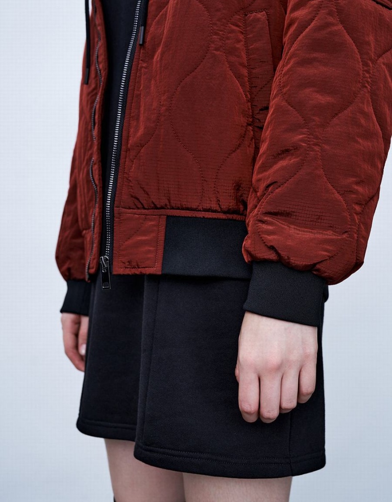 Manteaux Urban Revivo Zippé Front Droit Rembourré Femme Rouge | MSF697HE
