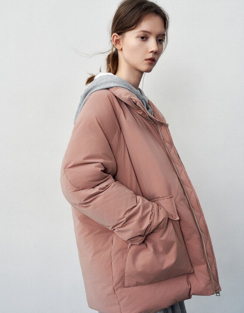 Manteaux Urban Revivo Zippé Front Rembourré With Pockets Femme Rouge | YJW4548PD