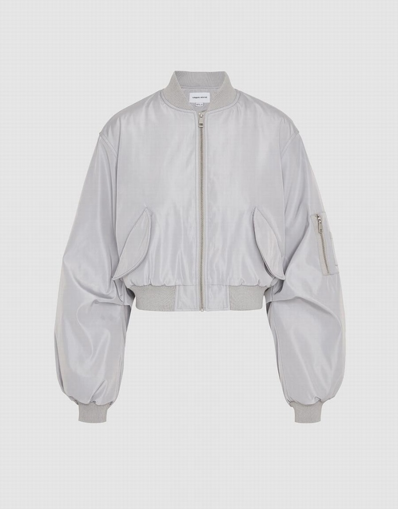 Manteaux Urban Revivo Zippé Front Rembourré Femme Grise Clair | CJE7230PV