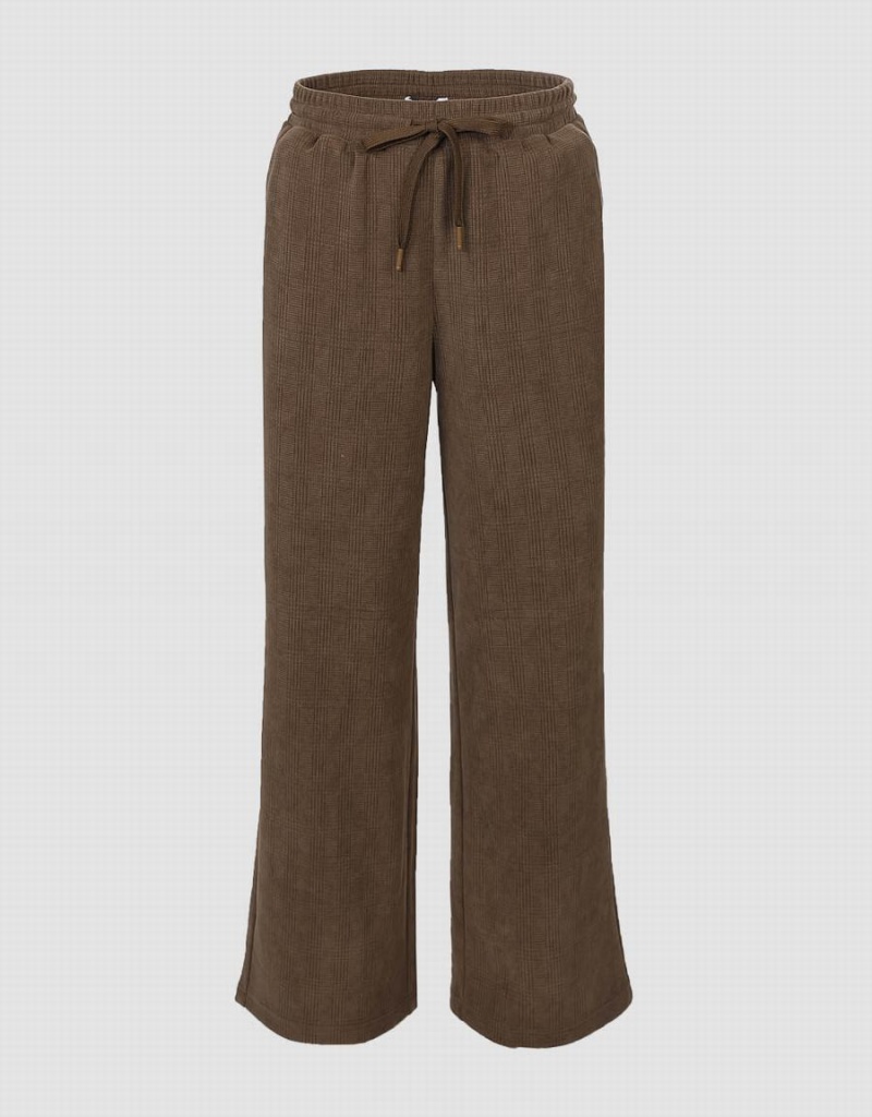 Pantalon Urban Revivo Drawstring Taille Tricoté Larges-Leg Femme Kaki | YHJ2449TV