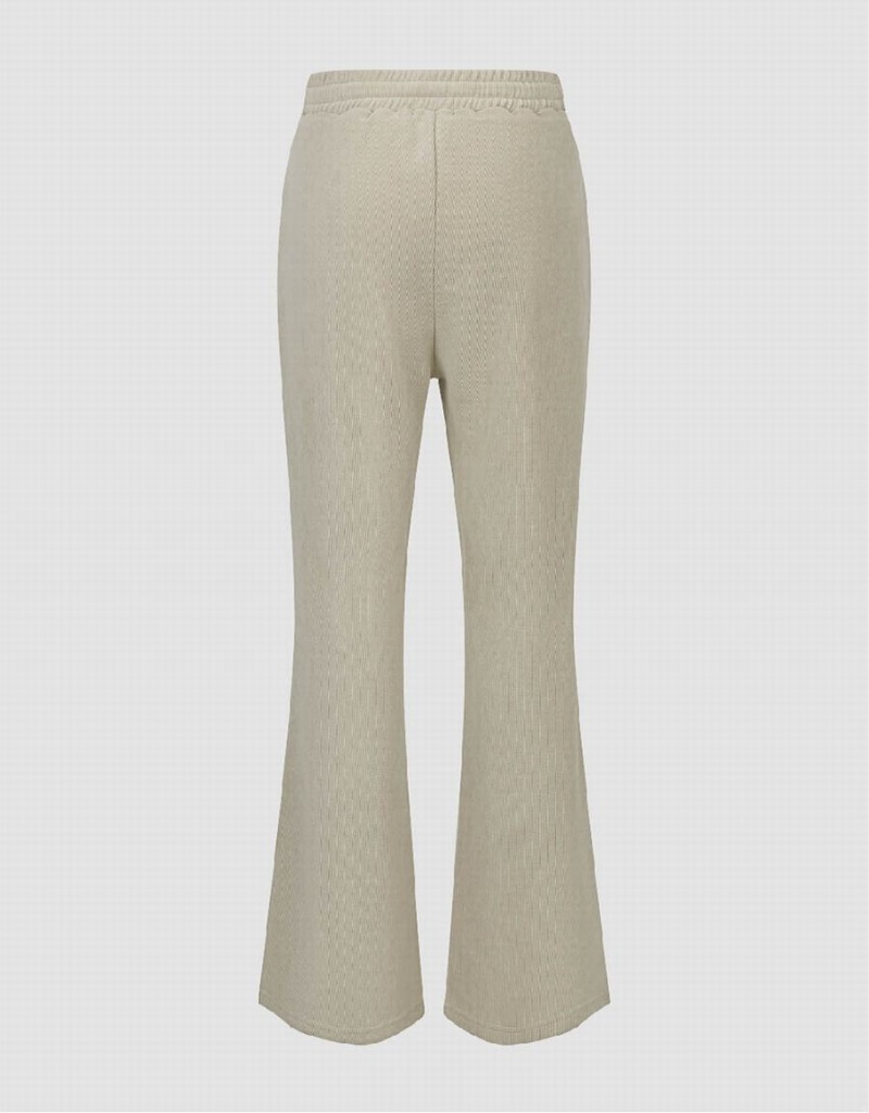 Pantalon Urban Revivo Drawstring Taille Tricoté Flare Femme Kaki | RYB1818YN