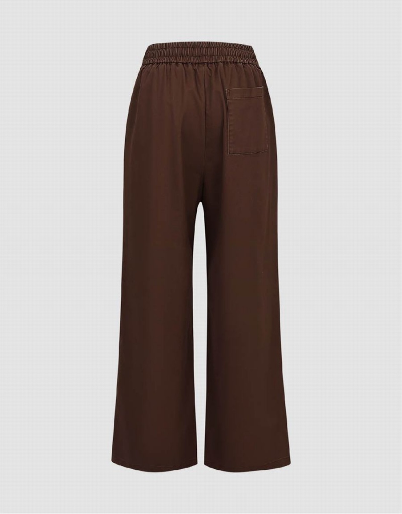 Pantalon Urban Revivo Drawstring Taille Larges-Leg Femme Marron | HWB8157CU