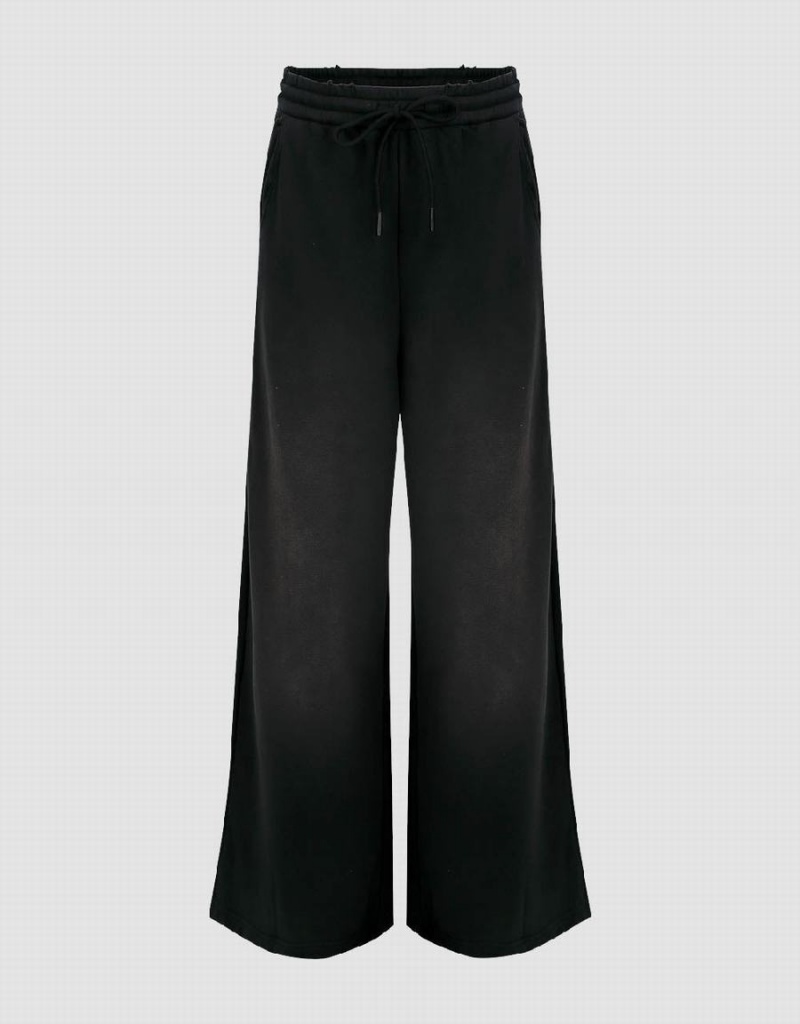 Pantalon Urban Revivo Drawstring Taille Tricoté Larges-Leg Femme Noir | OEV5449HX