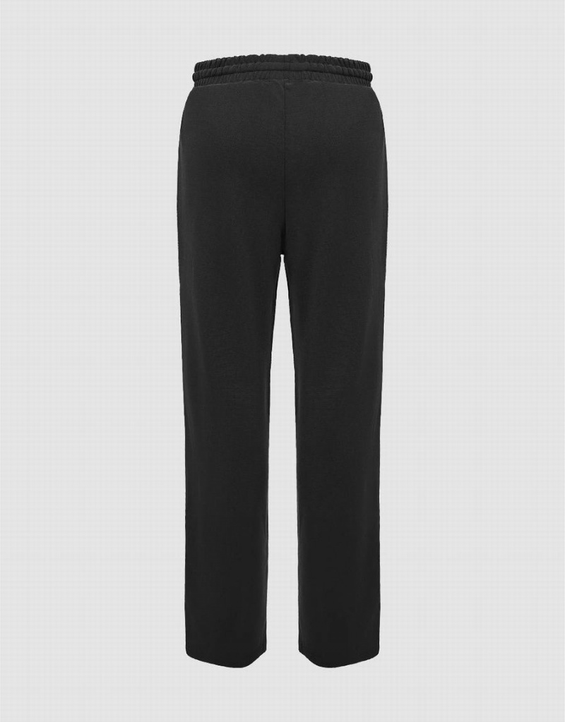 Pantalon Urban Revivo Drawstring Taille Tricoté Droit Femme Grise Foncé | JYJ2968CU