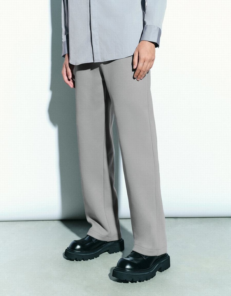 Pantalon Urban Revivo Drawstring Taille Tricoté Carrot Fit Homme Grise Clair | LVI5251YE