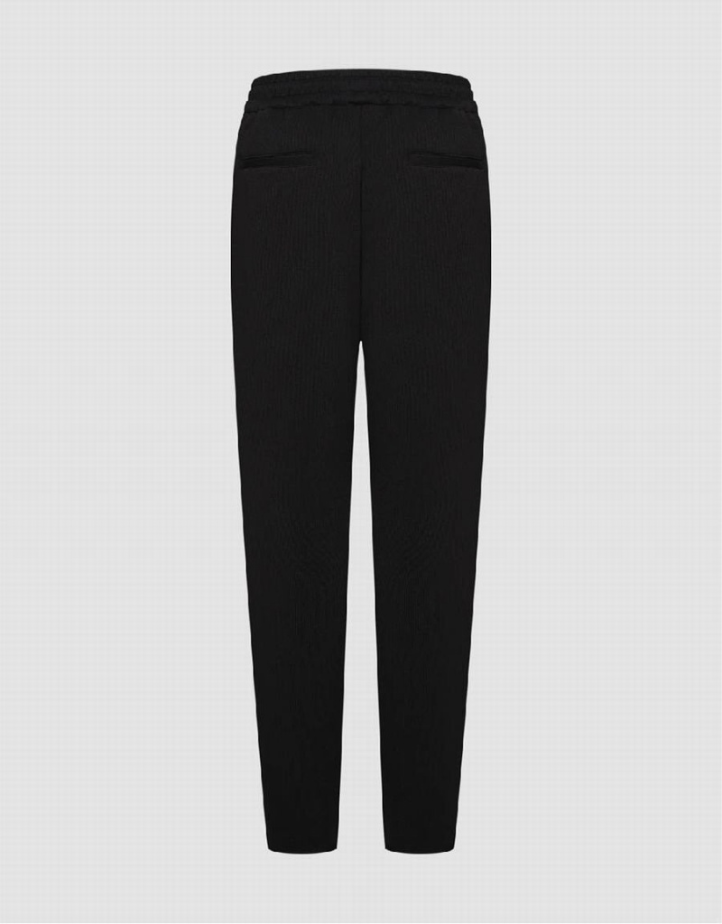 Pantalon Urban Revivo Drawstring Taille Tricoté Carrot Fit Homme Noir | NBD1591JL