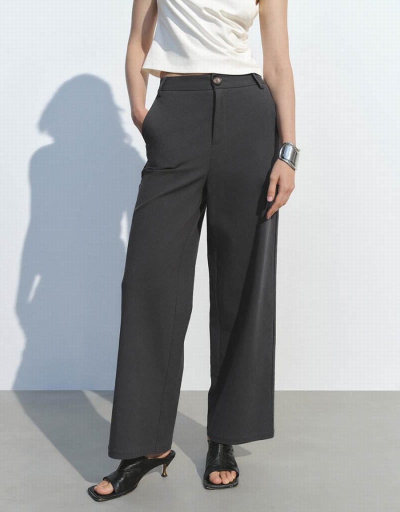 Pantalon Urban Revivo Droit Femme Grise | QUC4075TT